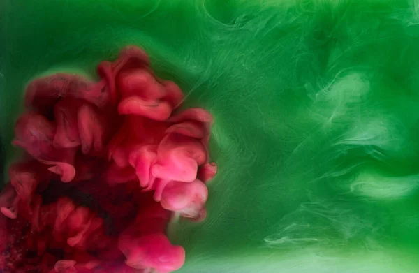 Humo Rosa Verde Sobre Fondo Tinta Negra Niebla Colorida Toque — Foto de Stock