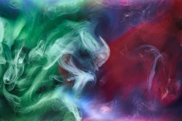 Green Pink Smoke Black Ink Background Colorful Fog Abstract Swirling — Stock Photo, Image