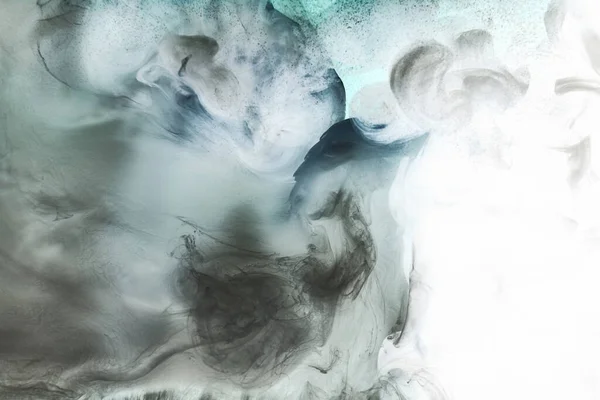 Dunkler Rauch Auf Weißem Tuschgrund Bunter Nebel Abstrakt Wirbelndes Meer — Stockfoto