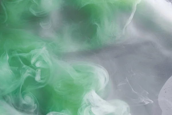 Green Smoke White Ink Background Colorful Fog Abstract Swirling Emerald — Stock Photo, Image
