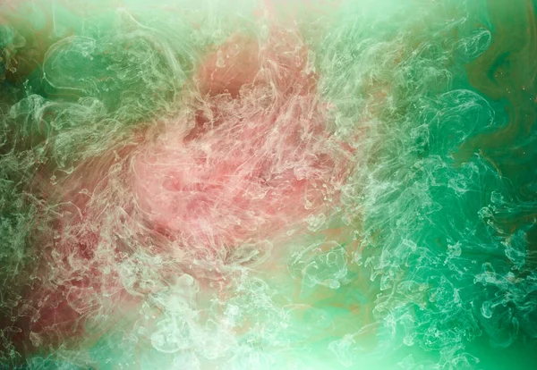 Grün Rosa Rauch Auf Schwarzem Tuschehintergrund Bunter Nebel Abstrakt Wirbelnde — Stockfoto