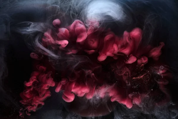 Fondo Tinta Negra Roja Niebla Colorida Océano Arremolinado Abstracto Pintura — Foto de Stock