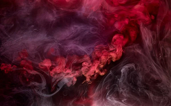 Fondo Tinta Negra Roja Niebla Colorida Océano Arremolinado Abstracto Pintura — Foto de Stock