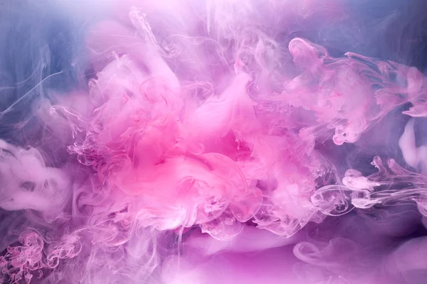 Lilac Rook Zwarte Inkt Achtergrond Kleurrijke Roze Mist Abstracte Wervelende — Stockfoto