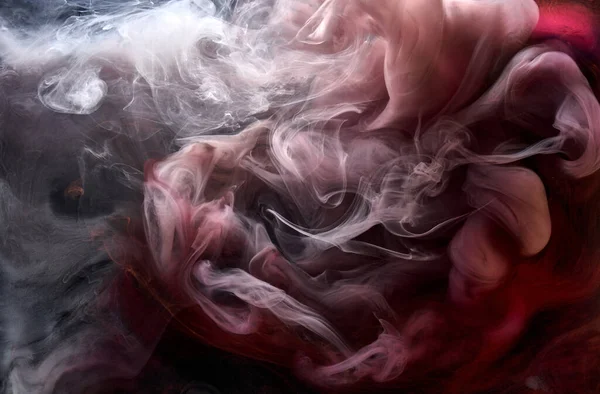 Fekete Piros Tinta Háttér Színes Köd Absztrakt Örvénylő Óceán Akril — Stock Fotó