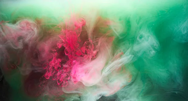 Fumo Rosa Verde Fundo Tinta Preta Nevoeiro Colorido Mar Mar — Fotografia de Stock