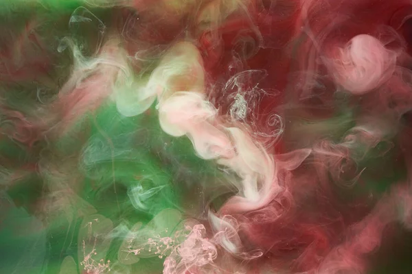 Grön Rosa Rök Svart Bläck Bakgrund Färgglada Dimma Abstrakt Virvlande — Stockfoto