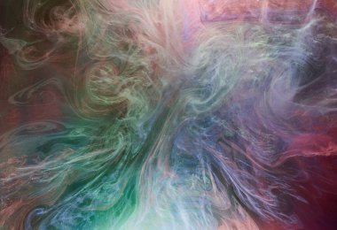 Varislenmiş mürekkep soyut arka plan, renkli duman, dönen okyanus denizi, su altında akrilik boya pigmenti