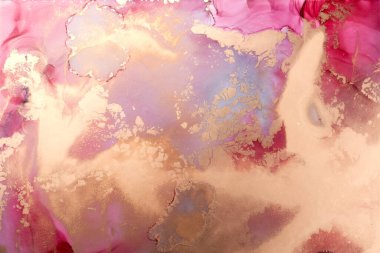 Renkli mürekkep lüks soyut arka plan, altın rengi mermer doku, akışkan sanat desenli duvar kağıdı, sualtı boyası karışımı.