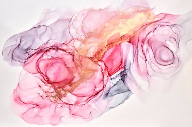 Renkli mürekkep lüks soyut arka plan, altın rengi mermer doku, akışkan sanat desenli duvar kağıdı, sualtı boyası karışımı.