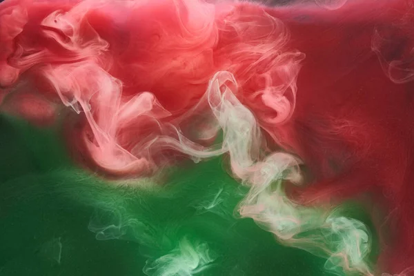 Humo Rosa Verde Sobre Fondo Tinta Negra Niebla Colorida Toque — Foto de Stock