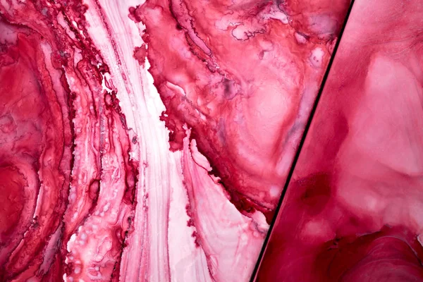 Rosa Doble Fondo Abstracto Textura Mármol Patrón Fluido Dividido Dos — Foto de Stock