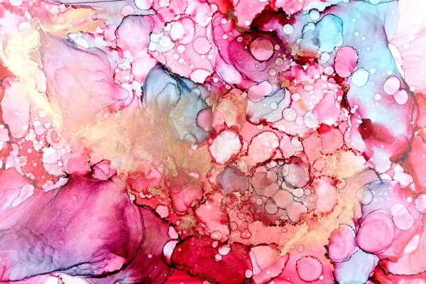 Barevné Inkoust Luxusní Abstraktní Pozadí Zlatá Růžová Mramorová Textura Tekutina — Stock fotografie