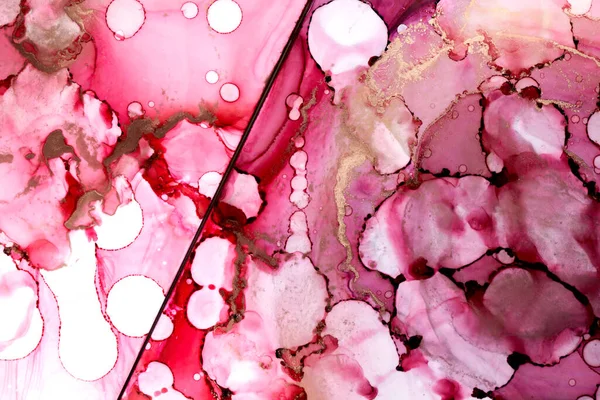 Rózsaszín Arany Tinta Luxus Elvont Háttér Márvány Textúra Folyadék Művészet — Stock Fotó