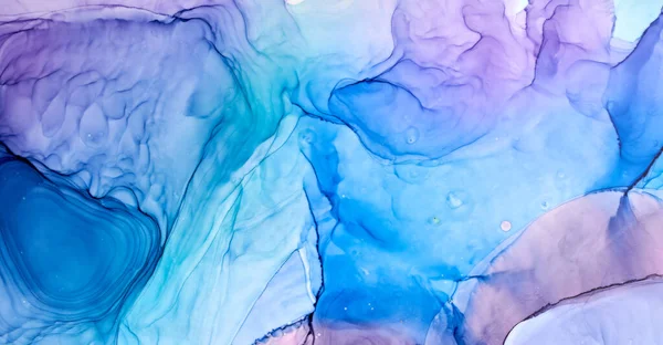 Lila Blaue Tinte Abstrakten Hintergrund Marmor Textur Fluid Art Muster — Stockfoto
