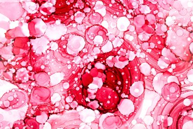 Yakut pembe mürekkep soyut arkaplan, mermer doku, akışkan sanat desenli duvar kağıdı, sualtı dalgalı lekeler ve lekeler.