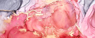 Renkli mürekkep lüks soyut arka plan, altın rengi mermer doku, akışkan sanat desenli duvar kağıdı, sualtı boyası karışımı.