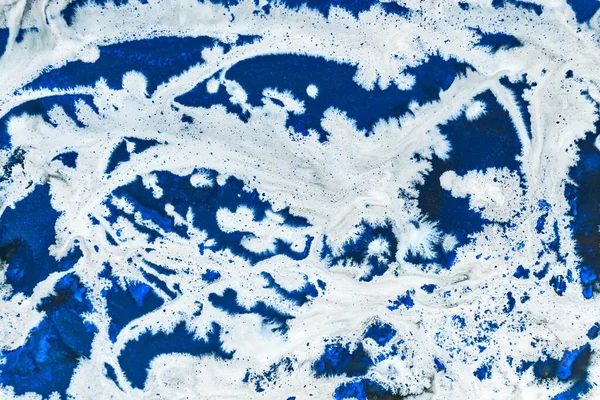 Niebieski Atrament Abstrakcyjne Tło Zimowy Wzór Farby Pod Wodą Plamy — Zdjęcie stockowe