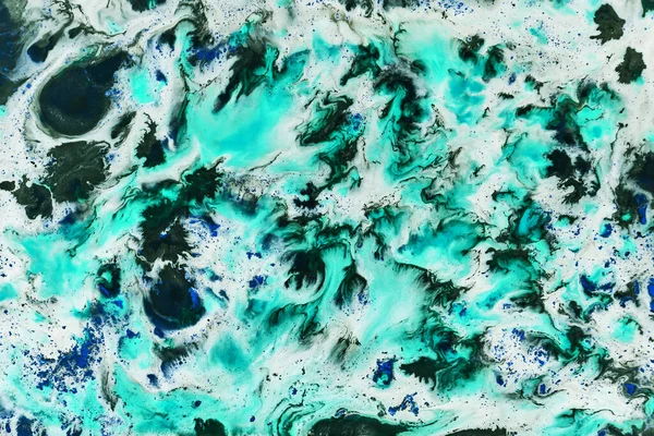 Tusche Abstrakten Hintergrund Farbmuster Unter Wasser Kosmische Grüne Pigment Acrylflecken — Stockfoto
