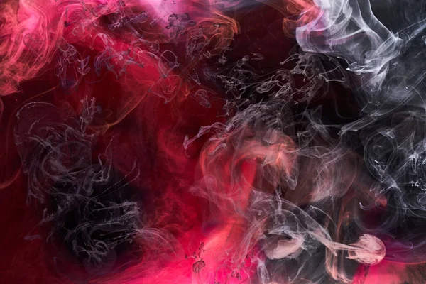 Fondo Inchiostro Nero Rosso Nebbia Colorata Astratto Oceano Vorticoso Pigmento — Foto Stock