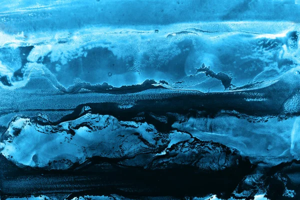 Alcohol Inkt Achtergrond Abstracte Blauwe Oceaan Golven Acryl Verf Zee — Stockfoto