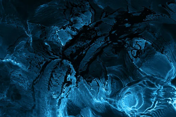 Алкогольные Чернила Фон Абстрактные Синие Волны Черного Океана Акриловая Краска — стоковое фото