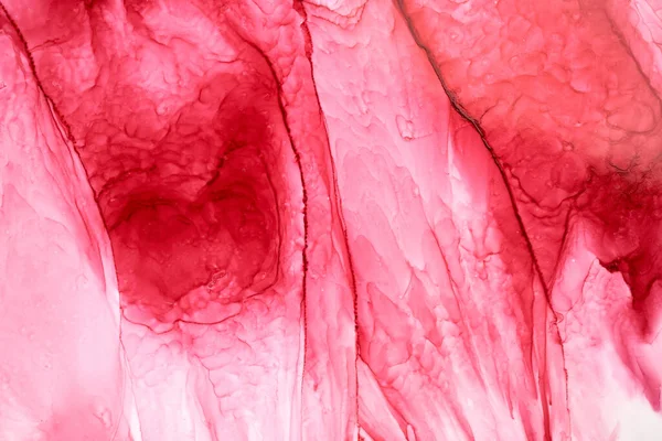 Ruby Rózsaszín Tinta Elvont Háttér Márvány Textúra Folyadék Művészet Minta — Stock Fotó
