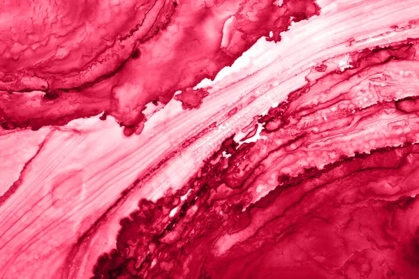 Robijn Roze Inkt Abstracte Achtergrond Marmeren Textuur Vloeibare Kunst Patroon — Stockfoto