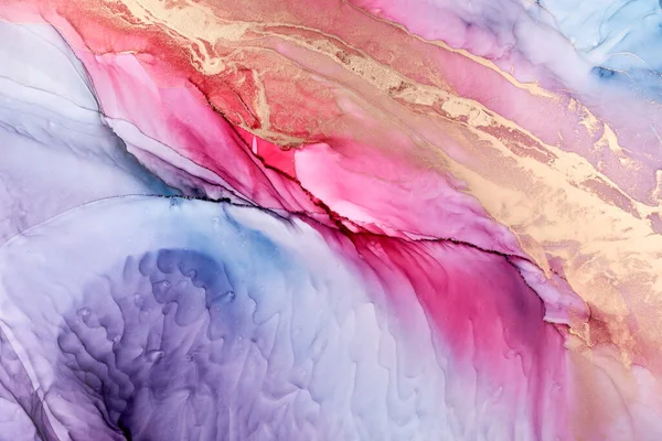 カラフルなインクの豪華な抽象的な背景 金ピンクの大理石のテクスチャ 流体芸術パターンの壁紙 水中塗料ミックス — ストック写真