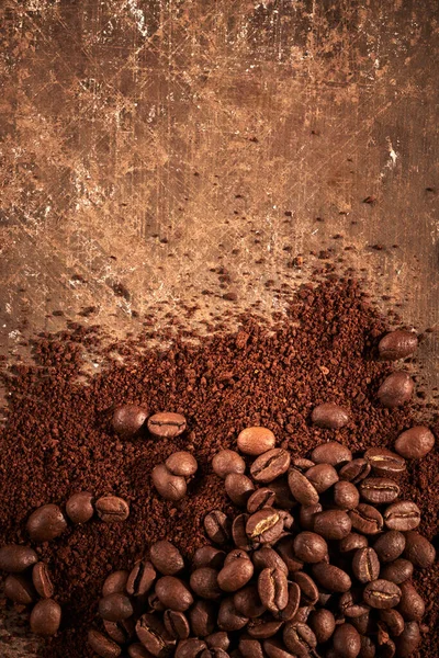 Roasted Coffee Beans Different Sort Ground Whole Isolated Close Brown — Stock Photo, Image