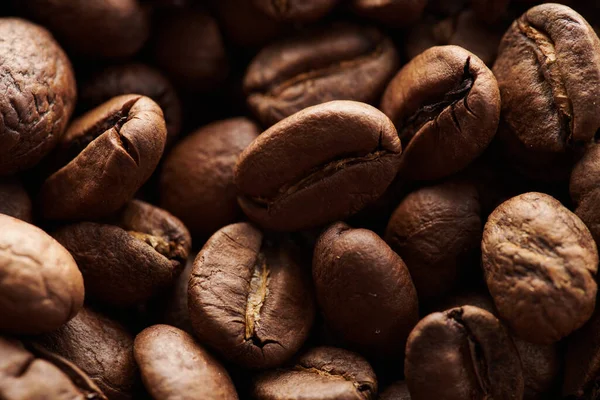 Roasted Coffee Beans Macro Close Background — Stock Photo, Image