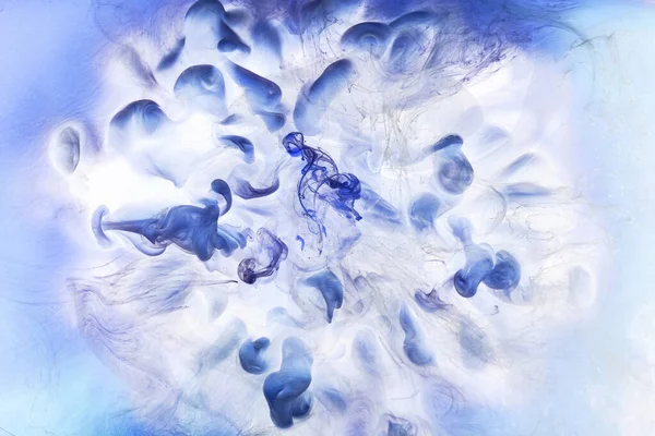 Płyn Płynny Sztuka Abstrakcyjne Tło Niebieska Farba Akrylowa Pod Wodą — Zdjęcie stockowe