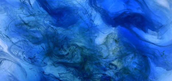 Arte Líquido Fluido Fondo Abstracto Pintura Acrílica Azul Bajo Agua — Foto de Stock