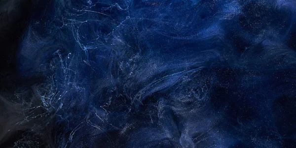 Fluido Líquido Arte Fundo Abstrato Tinta Acrílica Azul Subaquática Oceano — Fotografia de Stock