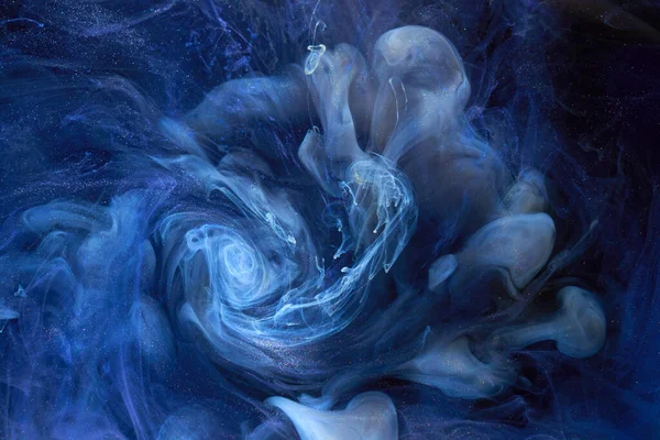 Υγρό Ρευστό Αφηρημένο Υπόβαθρο Τέχνης Μπλε Ακρυλική Μπογιά Κάτω Από — Φωτογραφία Αρχείου