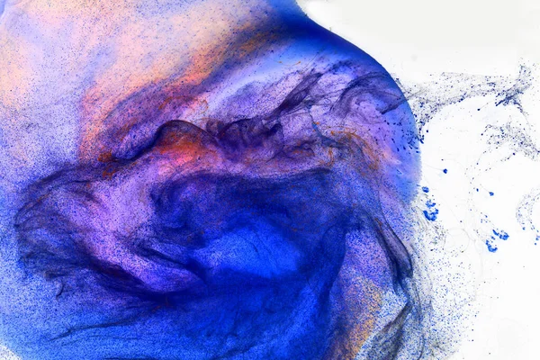 Liquid Fluid Art Abstract Background Orange Blue Acrylic Paint Underwater — Stock Photo, Image