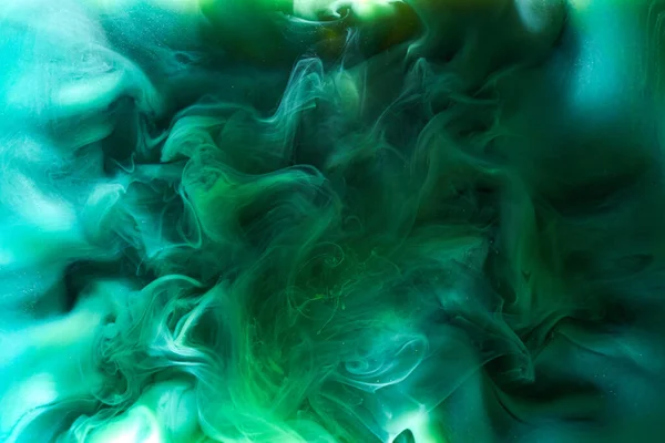 Fluido Líquido Arte Fundo Abstrato Azul Tinta Acrílica Verde Subaquática — Fotografia de Stock
