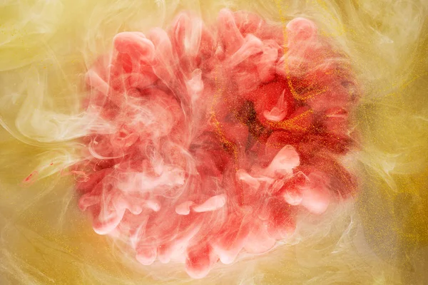 Vloeibare Vloeibare Kunst Abstracte Achtergrond Rood Geel Dansen Acryl Verf — Stockfoto
