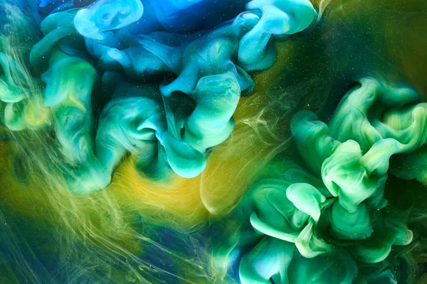 Arte Líquido Fluido Fondo Abstracto Pintura Acrílica Verde Azul Bajo — Foto de Stock