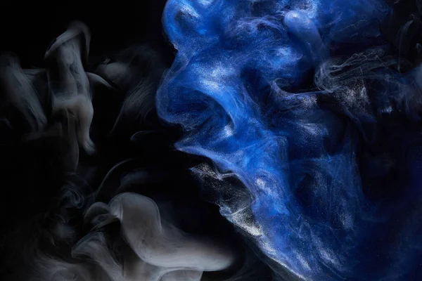 Arte Líquido Fluido Fondo Abstracto Pintura Acrílica Azul Negra Bajo — Foto de Stock