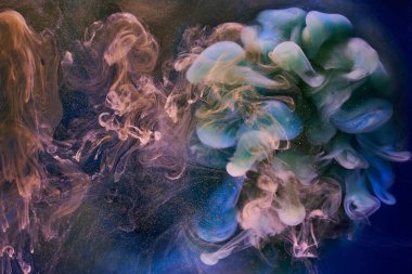 Sıvı akışkan sanat özgeçmişi. Su altında dans eden akrilik boya karışımı.