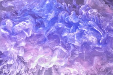 Sıvı akışkan sanat özgeçmişi. Mavi akrilik boya suyun altında, galaktik duman okyanusu