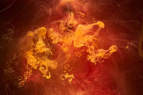 Рідке Рідинне Мистецтво Абстрактне Тло Червоні Жовті Танцюючі Акрилові Фарби — стокове фото