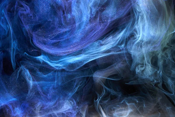 流体艺术的抽象背景 水下蓝色丙烯酸漆 银河烟海 — 图库照片