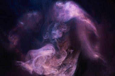 Liquid fluid art abstract background. Pink blue acrylic paint underwater, galactic smoke ocean clipart