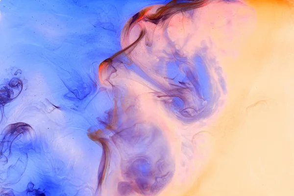 Arte Líquido Fluido Fondo Abstracto Pintura Acrílica Azul Naranja Bajo — Foto de Stock