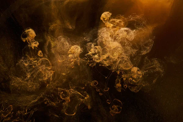 Fluido Líquido Arte Fundo Abstrato Ocher Jatos Anéis Fumaça Dançando — Fotografia de Stock