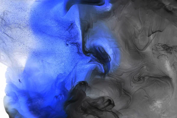 液体芸術の抽象的な背景 ブラックブルーアクリル塗料水中 銀河の煙の海 — ストック写真