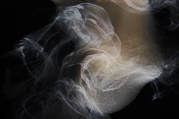 液体芸術の抽象的な背景 黒い白いジェットと煙が水中 宇宙海 宇宙爆発アクリル絵具を踊る — ストック写真