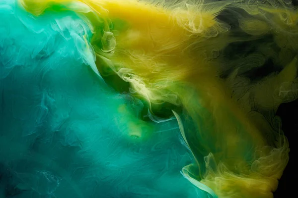 Flüssige Flüssige Kunst Abstrakten Hintergrund Grüne Gelbe Tanzende Acrylfarben Unter — Stockfoto